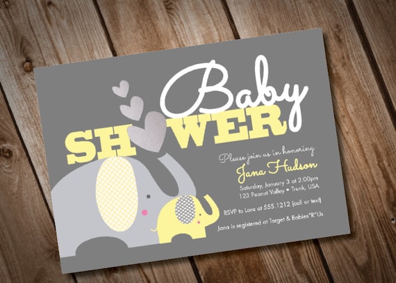 DIY Printable Elephant Baby Shower Invitation Gender Neutral Il_570xn