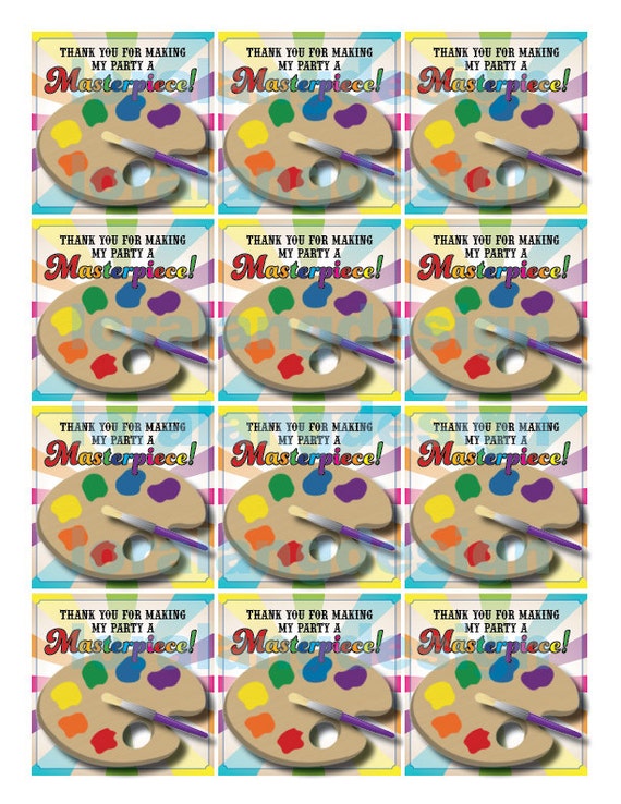 DIY Printable Art Party Favor Tags INSTANT DOWNLOAD Il_570xn