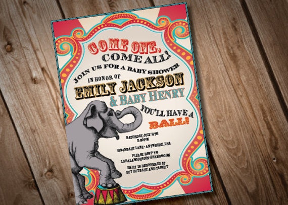 Digital Printable Vintage Carnival Baby Shower Invitation Il_570xn