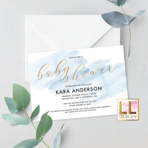 MODERN Watercolor Baby Shower Invitation Il_570xn