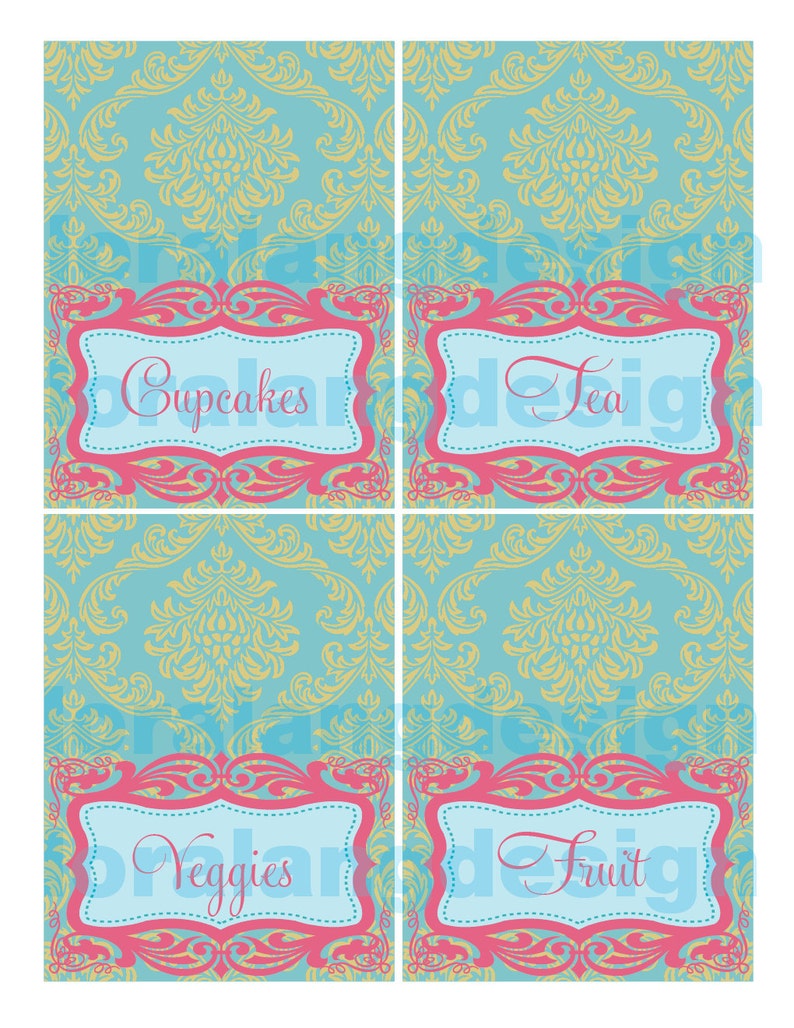 diy printable vintage tea party food labels etsy