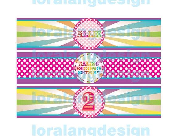 DIY Printable Rainbow Water Bottle Labels Il_570xn