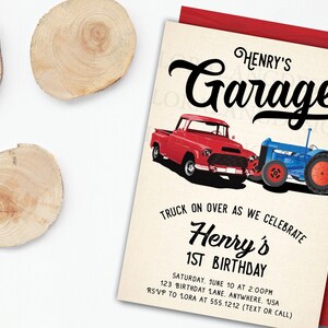 Vintage Truck & Tractor Editable Invitation Instant Download Templett 21441207