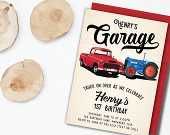 Vintage Truck & Tractor Editable Invitation Instant Download Templett 21441207