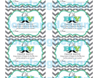 Digital Printable Little Man Baby Shower Diaper Raffle Cards