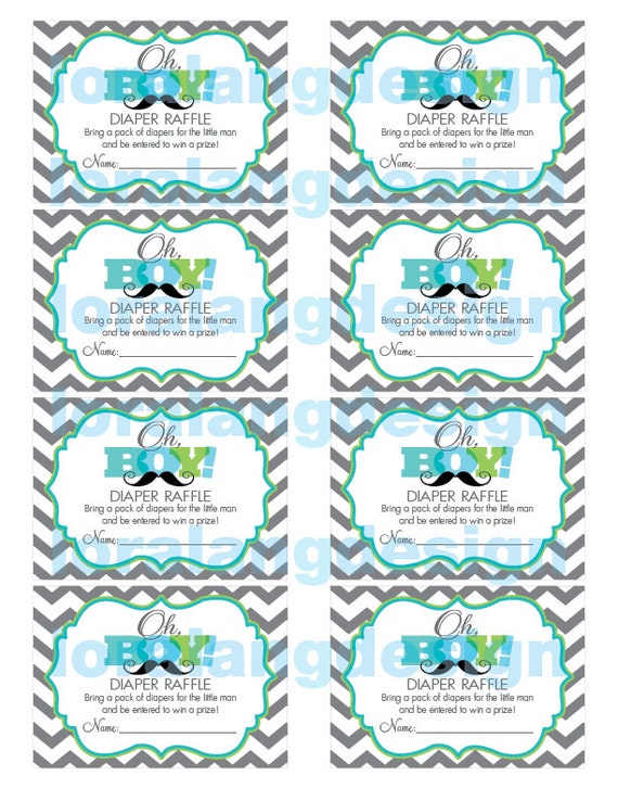 Digital Printable Little Man Baby Shower Diaper Raffle Cards Il_570xn