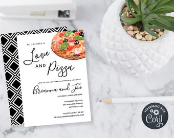 DIY Editable Love and Pizza Invitation