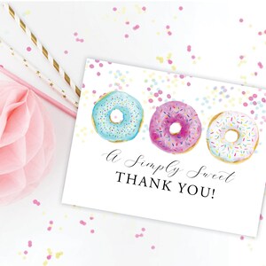 Digital Printable Donut Thank You Cards INSTANT DOWNLOAD