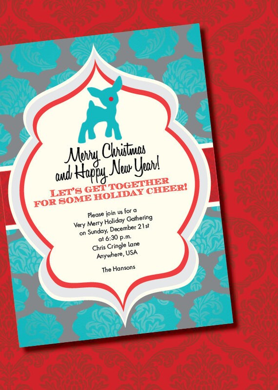 DIY Printable Vintage Rudolph the Red-Nosed Reindeer Christmas Party Invitation Il_570xn