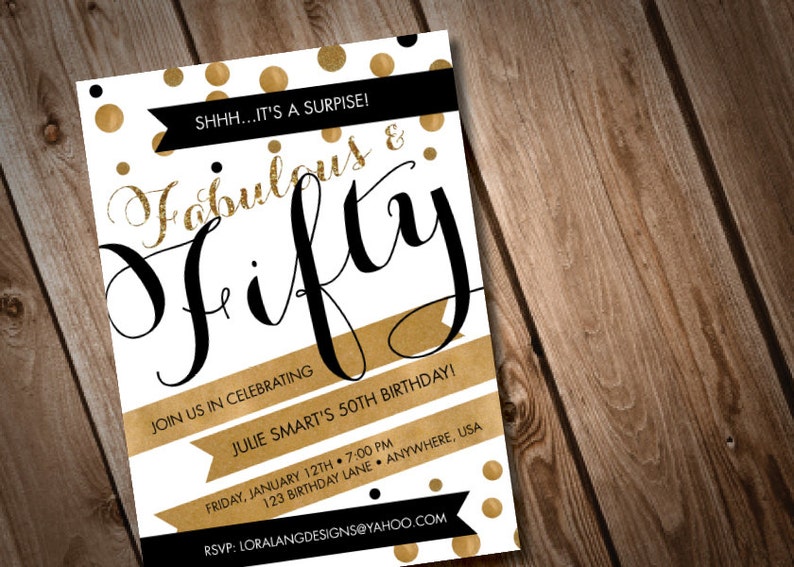 Diy Fabulous And Fifty Birthday Invitation Etsy