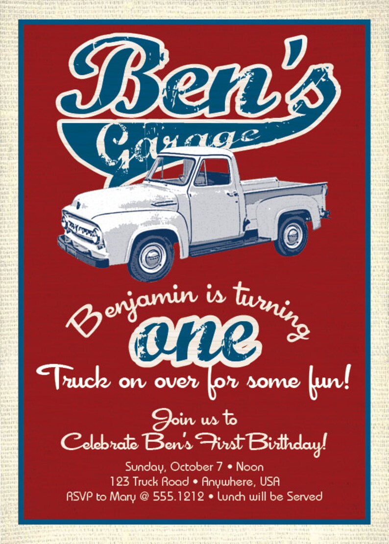 DIY Printable Vintage Truck Birthday Party Invitation or Baby | Etsy