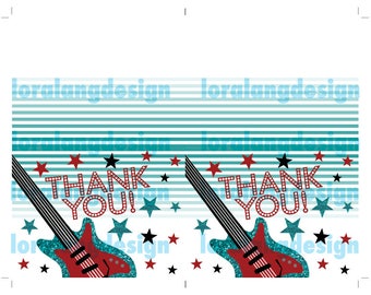 Digital Printable Rock Star Thank You Cards INSTANT DOWNLOAD