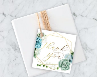 Digital Printable Succulents Cactus Baby Shower Favor Tags