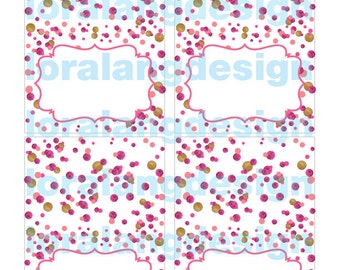 DIY Printable Sweet Sixteen Modern Polka Dot Tent Cards Food Labels Instant Download