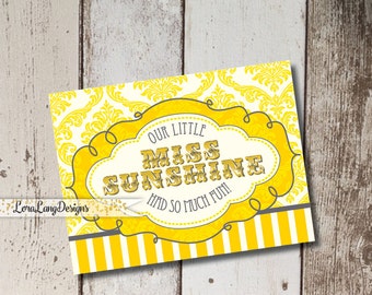 DIY Printable Little Miss Sunshine Thank You Cards INSTANT DOWNLOAD