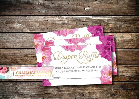 Digital Printable Sweet Little Lady Baby Shower Diaper Raffle Cards Il_570xn