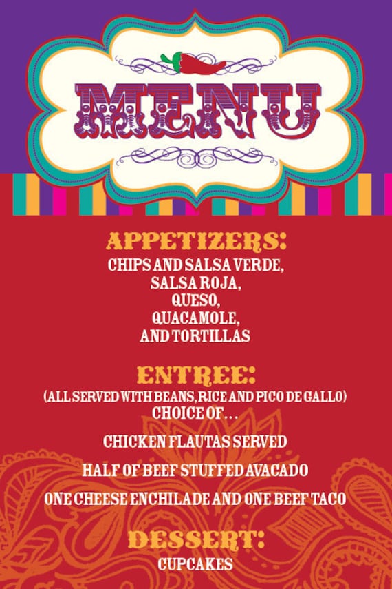Digital DIY Hot Mama Gender Neutral Fiesta Baby Shower Menu Il_570xn