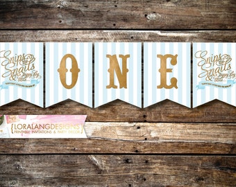 DIY Printable Snips & Snails First Birthday One Banner INSTANT DOWNLOAD