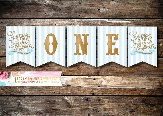 DIY Printable Snips & Snails First Birthday One Banner INSTANT DOWNLOAD Il_570xn