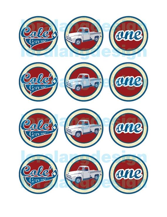 DIY Printable Vintage Truck Birthday Party Cupcake Toppers Il_570xn
