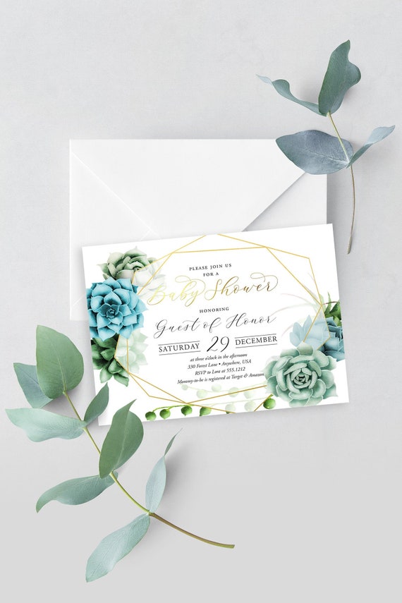 DIY Printable Succulents Baby Shower Invitation, Cactus Baby Shower Invitation Il_570xn