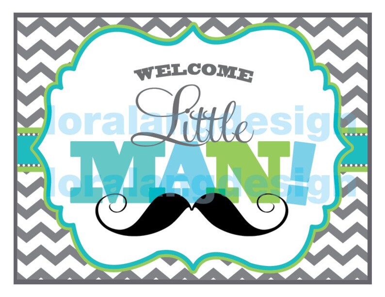 DIY Printable Little Man Baby Shower Welcome Sign INSTANT DOWNLOAD image 1