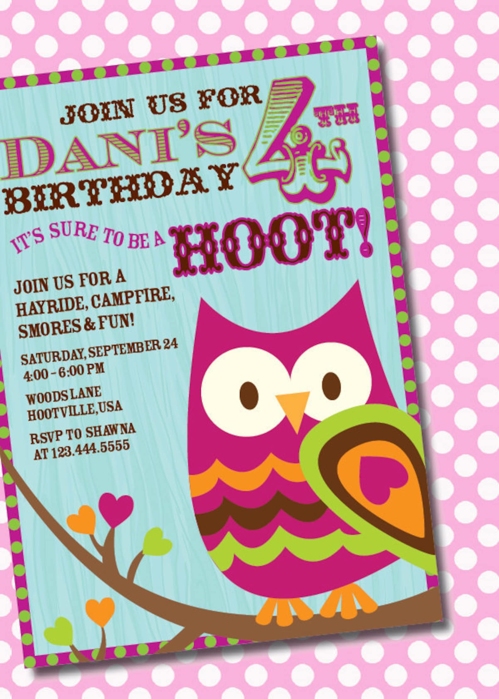 DIY Printable Customizable Owl Birthday Party Invitation Etsy
