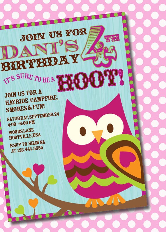 DIY Printable Customizable Owl Birthday Party Invitation Il_570xn