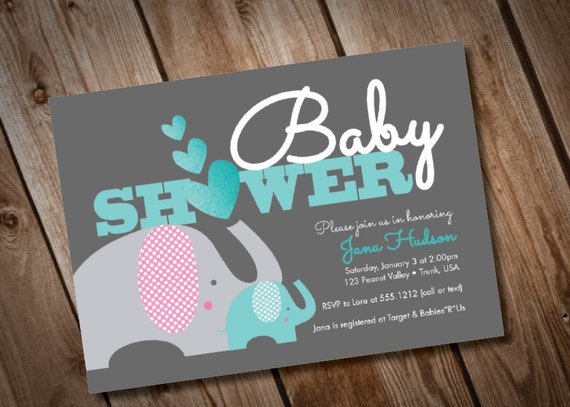 DIY Printable Elephant Baby Shower Invitation Baby Boy Il_570xn