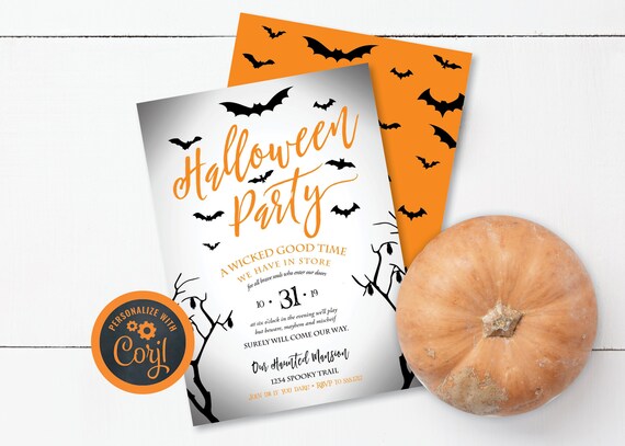 DIY Editable Halloween Party Invitation Il_570xn