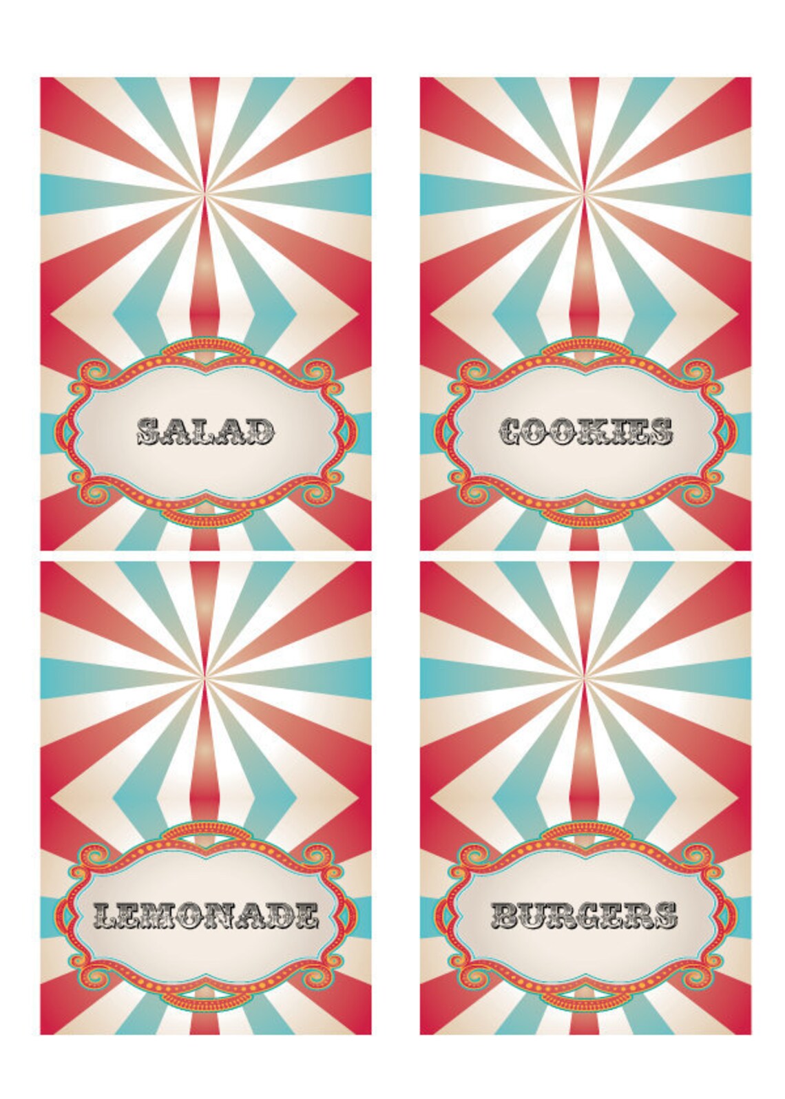 DIY Printable Vintage Carnival Circus Food Label | Etsy