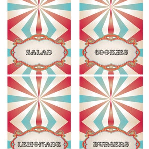 DIY Printable Vintage Carnival Circus Food Label | Etsy