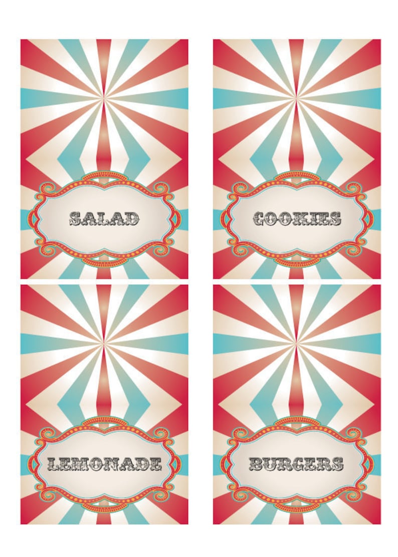 DIY Printable Vintage Carnival Circus Food Label | Etsy