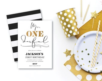 DIY Editable Mr. Onederful Birthday Invitation