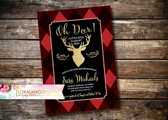 Buck Baby Shower Invitation, Oh Deer Invitation, Deer Invitation, Buck Baby Shower Invitation, Antler Invitation, Boy Baby Shower Invitation Il_570xn