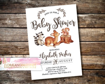 DIY Printable Woodland Baby Shower Invitation Rustic Baby Shower Invitation