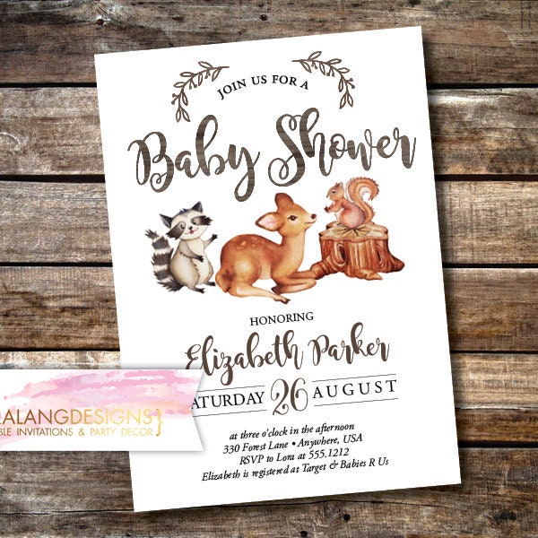 DIY Printable Woodland Baby Shower Invitation Rustic Baby Shower Invitation