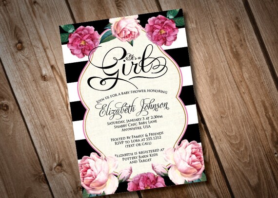 DIY Printable It's a Girl Floral Baby Shower Invitation Il_570xn
