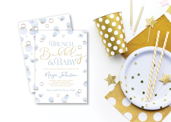 DIY Editable Brunch and Bubbly Baby Shower Invitation Il_570xn