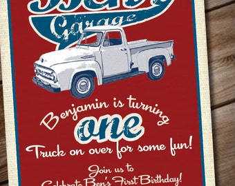 DIY Printable Vintage Truck Birthday Party Invitation or Baby Shower Invitation