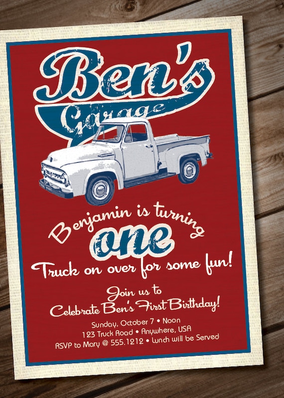 DIY Printable Vintage Truck Birthday Party Invitation or Baby Shower Invitation Il_570xn