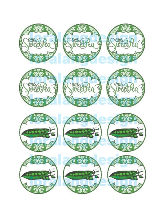 Digital DIY Sweet Pea Baby Shower Cupcake Toppers Il_570xn