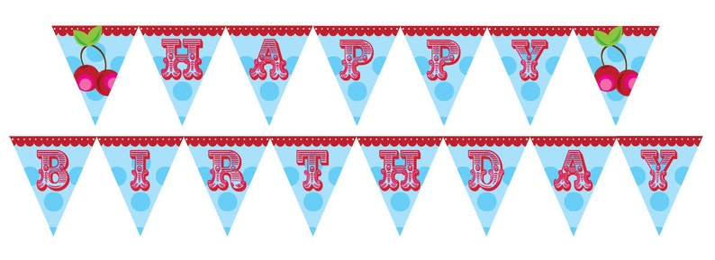 DIY Printable Pretty Please with a Cherry on Top Birthday Banner Bunting image 1