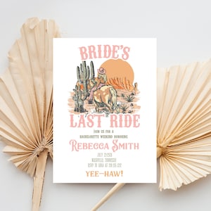 Bride's Last Ride Bachelorette Party Invitation, Western-themed bachelorette party invitation, Cowgirl Bachelorette Party Invitation