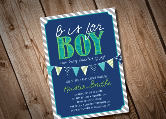 DIY Printable B is for Boy Baby Shower Invitation Il_570xn