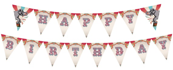 DIY Printable Vintage Carnival Circus Birthday Banner INSTANT DOWNLOAD Il_570xn