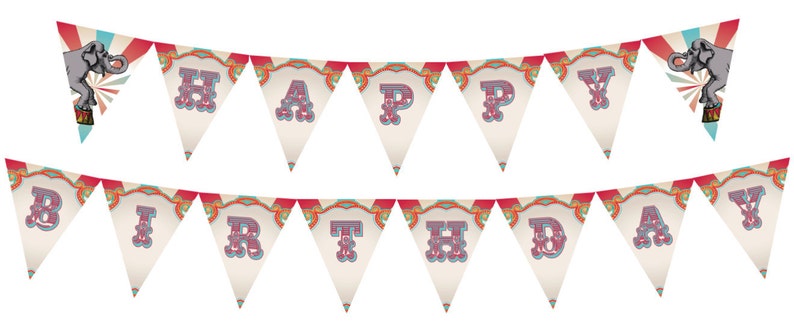 DIY Printable Vintage Carnival Circus Birthday Banner INSTANT DOWNLOAD image 1