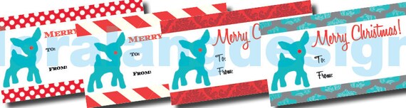 DIY Printable Vintage Rudolph the Red-Nosed Reindeer Christmas Party Gift Tags Il_570xn