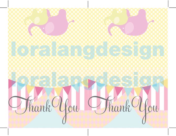 DIY Printable Cirque Du Bebe Thank You Cards INSTANT DOWNLOAD Il_570xn