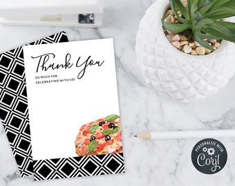 DIY Editable Love and Pizza Thank You Note